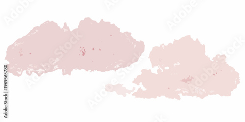 Abstract pink shapes resembling landmasses on a white background
