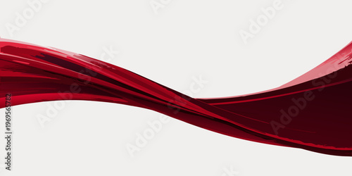 Abstract flowing red ribbon against a pale neutral background