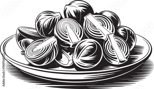 Pile of Charred Brussels Sprouts on a Plate