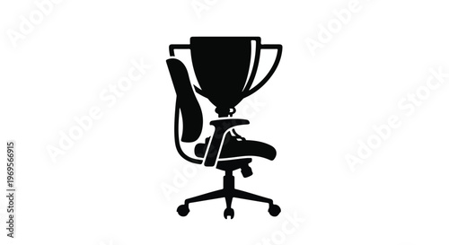 office chair with trophy cup winner success concept