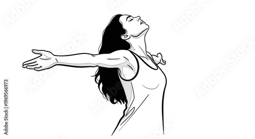 Young Woman With Arms Open Wide Embracing Life and Freedom in a Joyful Pose