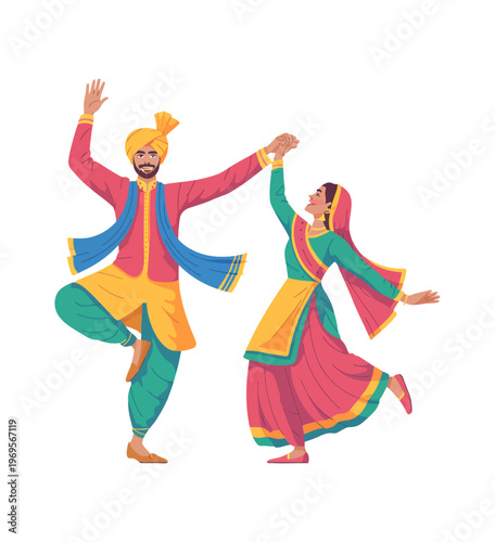 Happy Baisakhi Punjabi Traditional Dance Celebration Illustration, Baisakhi, Vaisakhi Festival, Harvest Festival Punjab