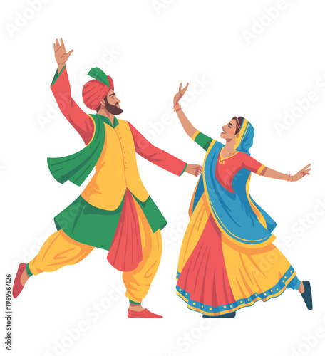 Happy Baisakhi Punjabi Traditional Dance Celebration Illustration, Baisakhi, Vaisakhi Festival, Harvest Festival Punjab