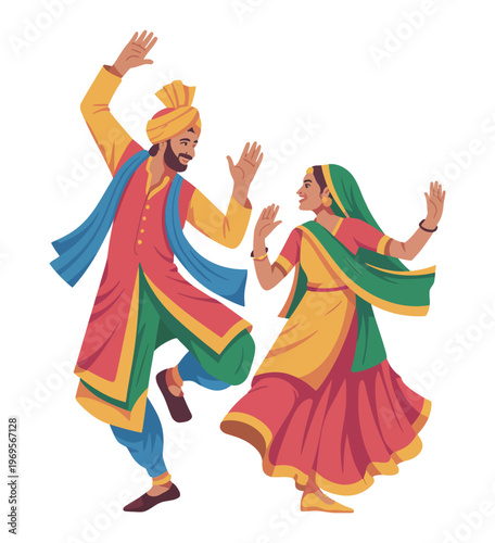 Happy Baisakhi Punjabi Traditional Dance Celebration Illustration, Baisakhi, Vaisakhi Festival, Harvest Festival Punjab