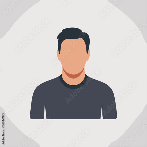 Simple modern faceless man avatar illustration in gray