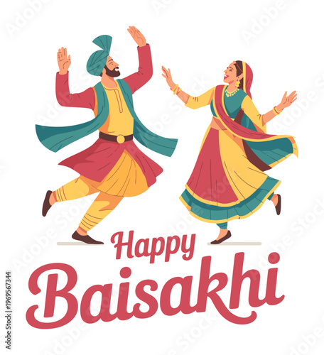 Happy Baisakhi Punjabi Traditional Dance Celebration Illustration, Baisakhi, Vaisakhi Festival, Harvest Festival Punjab