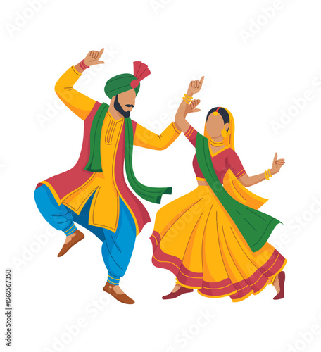 Happy Baisakhi Punjabi Traditional Dance Celebration Illustration, Baisakhi, Vaisakhi Festival, Harvest Festival Punjab