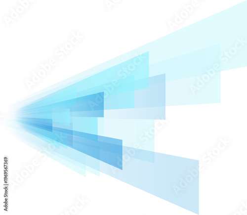 奥行き感のあるブルー系幾何学パースライン背景、未来的でテクノロジー感あふれるビジネス向け抽象デザイン素材