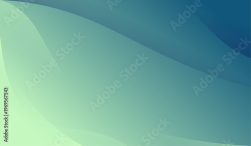 滑らかな曲線が重なり合うグリーンとブルーのグラデーション抽象背景、ナチュラルで未来感のある柔らかい波状デザイン素材