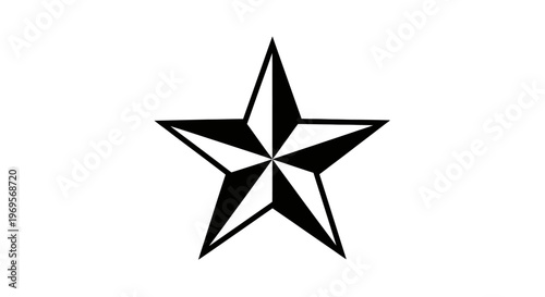 Bold Black and White Nautical Star Symbol Isolated on a Clean White Background