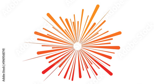 Bright Orange and Red Exploding Burst Lines Effect Isolated on White Background