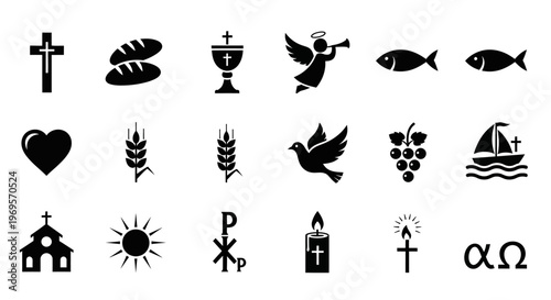 Christian Religious Symbols Collection, Alpha, Faith Icons