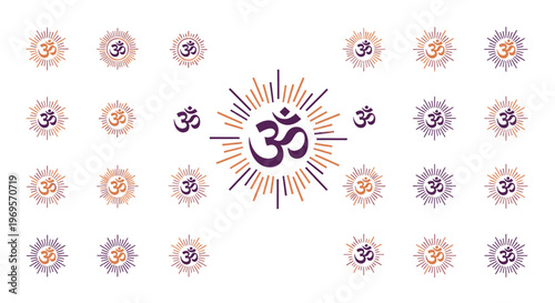 Om Symbol Background Pattern Spiritual Meditation Yoga Hinduism Eastern Design Peaceful Zen Tranquil Artwork Graphic Illustration Digital