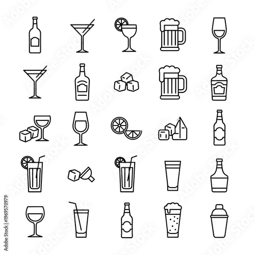 Collection of various alcoholic drink icons.