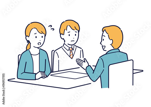 三者面談で困りごとを相談する親子のイラスト