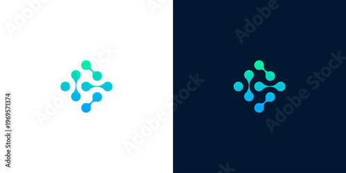 Abstract digital network symbol, technological connection and data flow concept illustration
