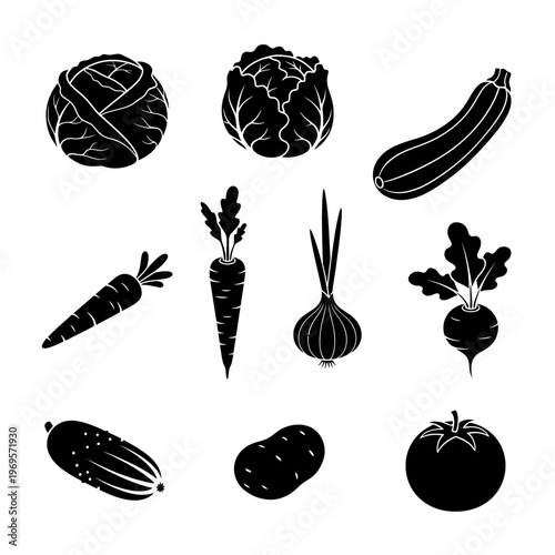 Collection of various vegetable icons.