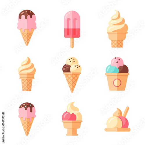 Colorful ice cream sweet treats variety.