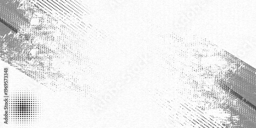 Grunge halftone gradient background. Faded grit noise texture. White and black sand wallpaper. Retro pixelated backdrop. Anime or manga style comic overlay. Vector graphic design textured template