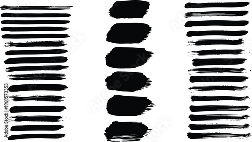 Abstract brushstroke patterns a collection of bold textured black paint strokes