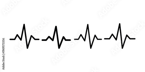 Electrocardiogram heartbeat line graph illustration, medical symbol, health monitoring, life sign, isolated on white background, simple design