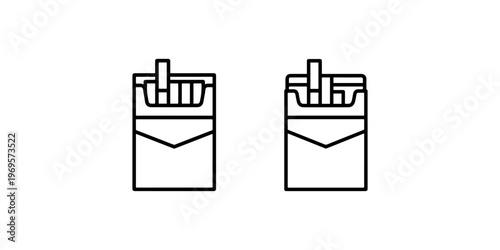 Open cigarette pack vector illustration showing smoking tobacco products with filter tips inside cardboard box packaging for bad habit health risk visual