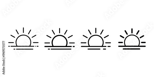 Sun line icon set. sunrise and sunset symbols collection. good morning and good night linear signs. weather forecast vector illustration