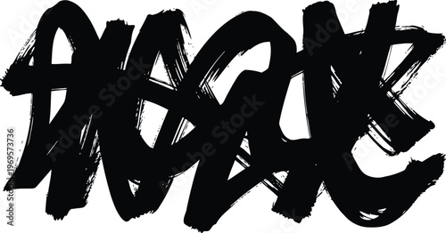 Abstract black and white graffiti art with bold lettering and dynamic strokes