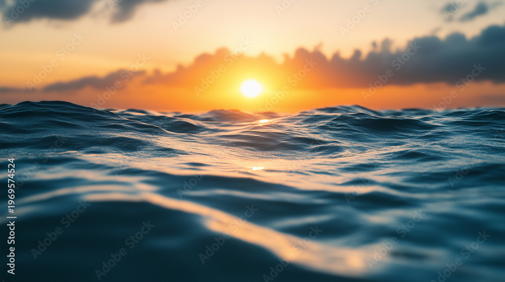 Fototapeta premium Blue sky over calm sea. Blue sea and sunny sky on horizon over calm water