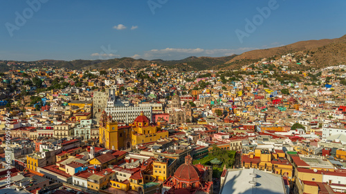 Panoramic view of the colorful cityscape of Guanajuato, Mexico