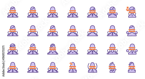 Chef Icons Set - Cooking and Food Illustration Vector Design Elements for Website App UI UX