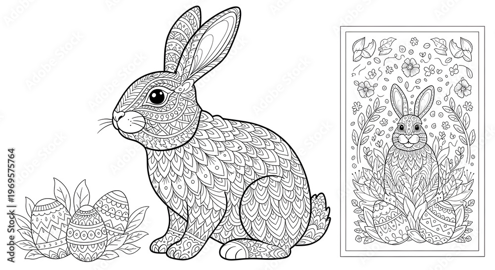 Obraz premium Zentangle Rabbit Coloring