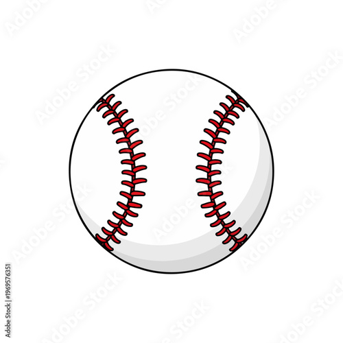  White Baseball Ball with Red Stitching Vector Illustration
