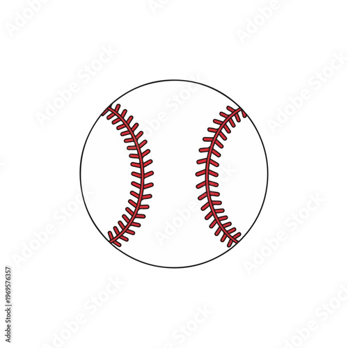  White Baseball Ball with Red Stitching Vector Illustration