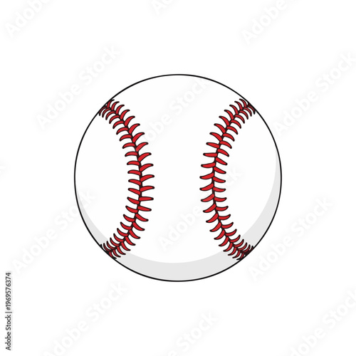  White Baseball Ball with Red Stitching Vector Illustration