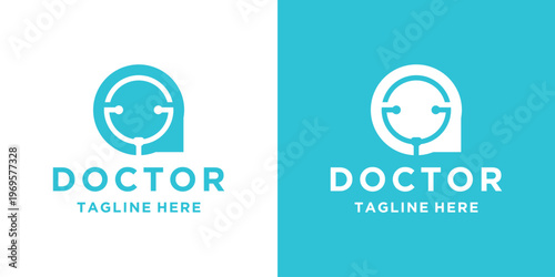 Modern Doctor Logo Design with Stethoscope and Tagline.