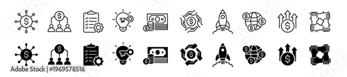 Crowdfunding icon set. Startup and investment symbol. Vector illustration.