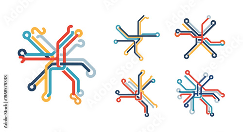 metro map Line art vector set creative clean illustration