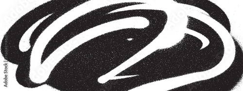 A vintage black and white cartoon illustration of a bicycle on a grunge asphalt street featuring abstract graffiti art and a white number symbol on the urban road lane texture