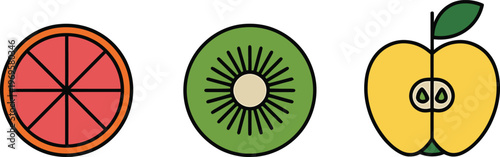 A colorful illustration of sliced fruit