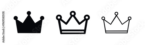 Elegant crown icon set. Royalty, leadership, and premium quality symbols in various styles.