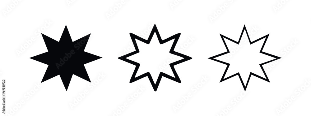 Obraz premium Exploding star burst icon set. Dynamic boom, comic, or notification symbols in filled, bold outline, and thin outline styles.