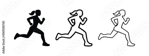 Male Runner Icon Set, Man Running Silhouette, Sports, Fitness and Healthy Lifestyle Symbol