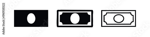 Bild auf Leinwand Money banknote currency icon set for finance, cash payment, and economic applications