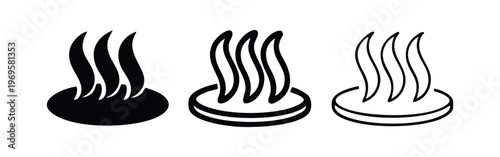 Hot Spring and Steam Icon Set. Wellness Spa and Relaxation Symbol.