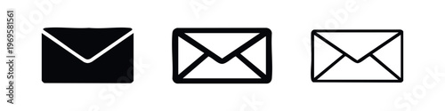 Email and Mail Envelope Icon Set. Digital Communication and Message Symbols.