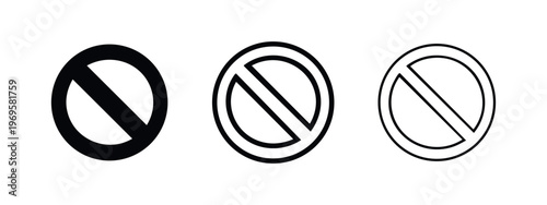 Prohibition Sign Icon Set. Vector collection of universal restriction symbols for restricted areas or forbidden actions.