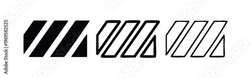 Abstract diagonal lines pattern icon set in different styles, representing speed, progress, or decorative elements.