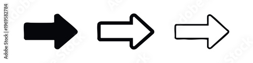 Right-pointing arrow icons in solid and outline designs, indicating direction or next action