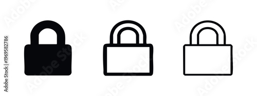 Locked padlock icons in solid and outline styles, symbolizing security, privacy, and protection